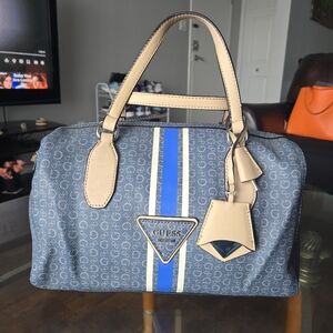 GUESS Navy and Beige Satchel